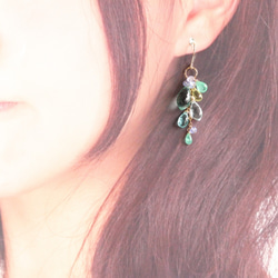 新鮮的螢石和祖母綠耳環（耳環可以更換） 第5張的照片