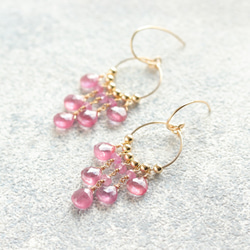 ジャスミン*フラワーカービングMOPと天然色赤珊瑚のピアス