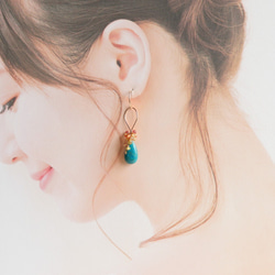 Chrysocolla and Songea Sapphire 秋色花束耳環（耳環可換） 第5張的照片