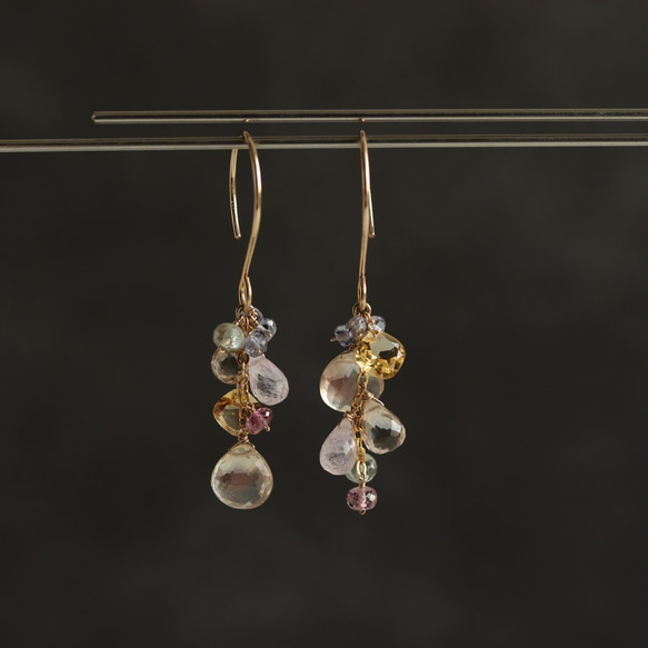 棱鏡*俄勒岡州日光石和淺色天然石耳環（耳環可更換） 第9張的照片