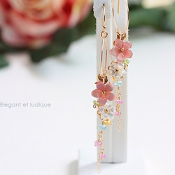 【sold】Sakura*桜が可憐に連なるリングピアス/イヤリング 5枚目の画像