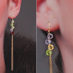 宝石のロンド*ロングチェーン タッセルピアス/pierced earrings or ear-clips　 4枚目の画像