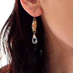 耳飾/多彩碧璽花冠與水珠意象 pierced earrings or ear-clips 第5張的照片