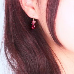 [K18]最好紅寶石櫻桃色18金耳環（耳環變化所需費用） 第4張的照片