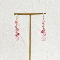 粉紅色櫻桃不對稱耳環（更換耳環） 第4張的照片