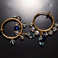 天藍色托帕石圈形耳環（換穿孔） 第5張的照片