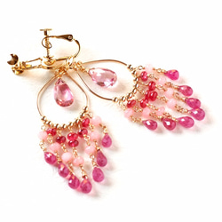 粉紅色托帕石*鬱金香顏色吊燈耳環（刺穿改變） 第2張的照片