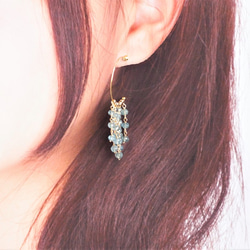 藍灰色海藍寶石吊燈耳環（14公斤穿孔耳環，耳環可更換） 第4張的照片