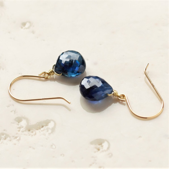 [K18]藍晶石1吊式耳環（耳環更改費用） 第4張的照片