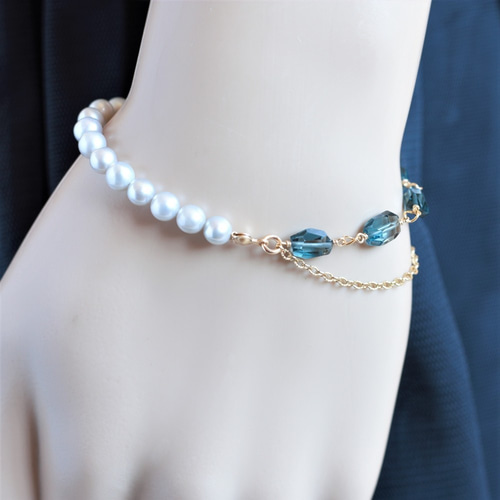 B』最上級ルビーとロンドンブルートパーズの赤と青のブレスレット