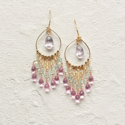 粉紅紫水晶*甜美和平枝形吊燈耳環（耳環多變） 第2張的照片