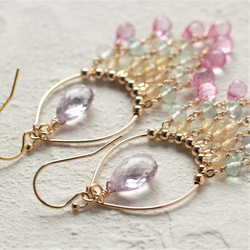 粉紅紫水晶*甜美和平枝形吊燈耳環（耳環多變） 第4張的照片