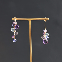 紫水晶繡球花顏色不對稱耳環（可更換耳環） 第6張的照片