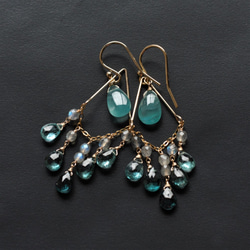 海綠色☆Grandy Didierite和藍色電氣石吊燈耳環（耳環可能會更換）2way 第8張的照片
