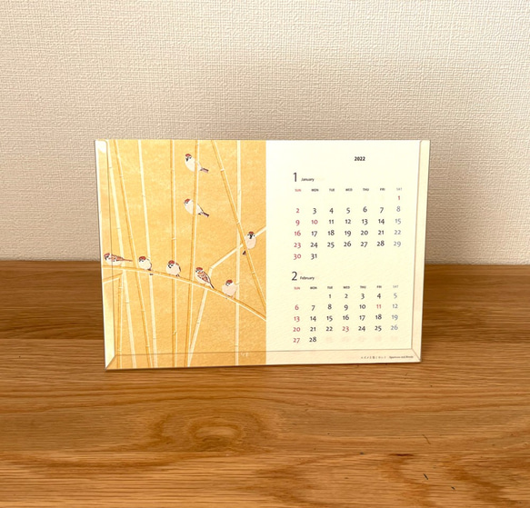2022年 野鳥と花のカレンダー【PETケース付き】使用後はポストカードに 2枚目の画像