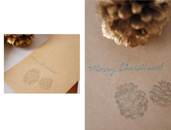 【受注制作】クリスマスはんこセット、松ぼっくり 2枚目の画像