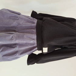 【130cm】薄コーデュロイ　ティアードスカート（グレイッシュパープル 3枚目の画像