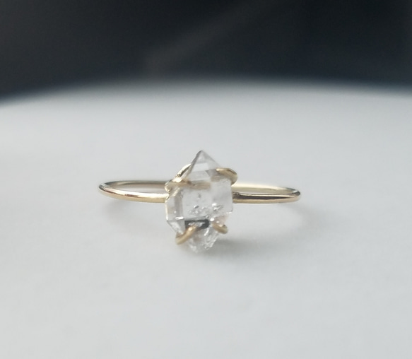 【k10】ハーキマーダイヤモンドリング(0.8mm幅) 1枚目の画像