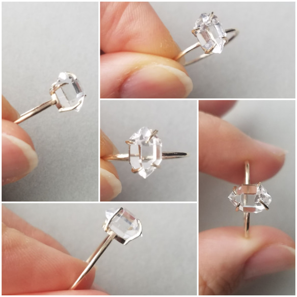 【k10】ハーキマーダイヤモンドリング(1㎜幅) 4枚目の画像