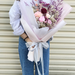 SSL韓式大型乾燥花束-浪漫粉 求婚花束/生日/畢業花束/情人節 第3張的照片