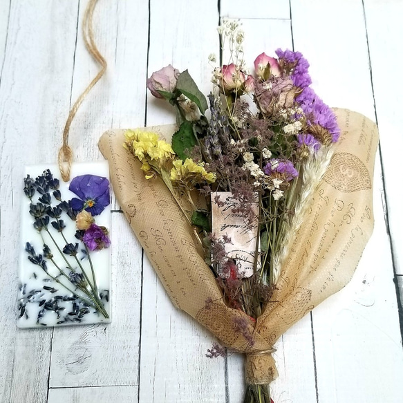 ミニ薔薇のスワッグ&ラベンダーのアロマワックスサシェ　ペア[夏の福袋] 5枚目の画像