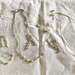草木染め糸とパールのネックレスとパールのセット 【葛染め】 6枚目の画像