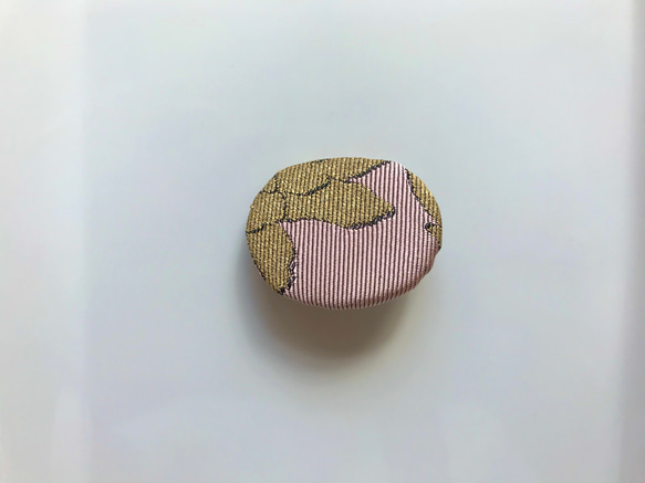 ★秋の福袋★No.2  ピンク×ゴールド織花柄 ミニトートバッグ+ブローチ セット 5枚目の画像