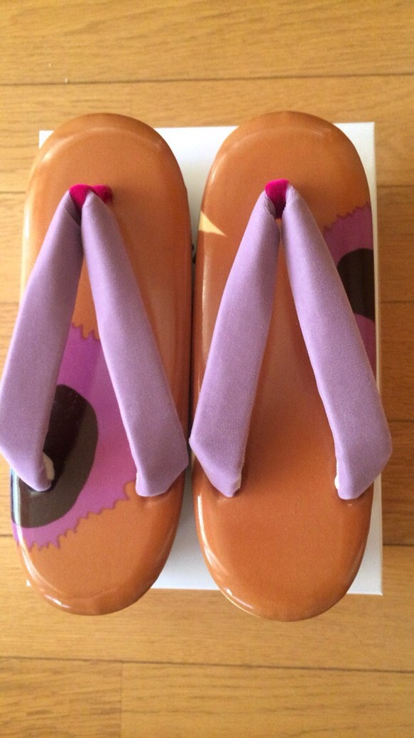 創作草履・Sサイズ　紫の大きな花