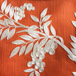 がまぐちバッグ・花のつぼみ口金 絽の帯地刺繍バッグ 2枚目の画像