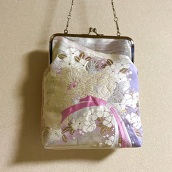 御朱印帳ケース　がま口タイプ  ・ピンク×パープル　桜の花束柄 1枚目の画像