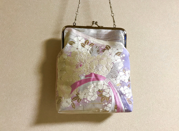 御朱印帳ケース　がま口タイプ  ・ピンク×パープル　桜の花束柄 1枚目の画像