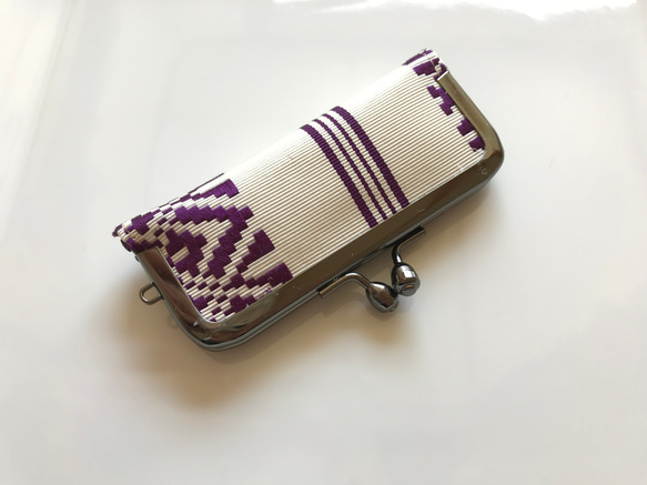 印鑑ケース・  白×紫の博多献上帯地・1 1枚目の画像