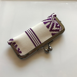 印鑑ケース・  白×紫の博多献上帯地・1 2枚目の画像