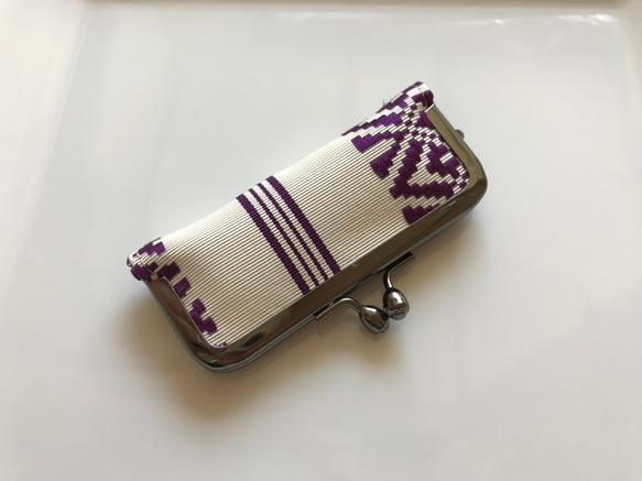 印鑑ケース・  白×紫の博多献上帯地・1 2枚目の画像
