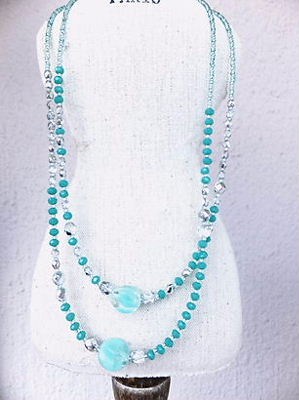 ヨーロッパのアンティークガラスネックレス＆ピアス