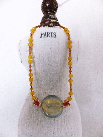 ヨーロッパアンティークガラスネックレス