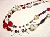 ぽっちゃりさんに　ヨーロッパアンティークガラス2連ネックレス33