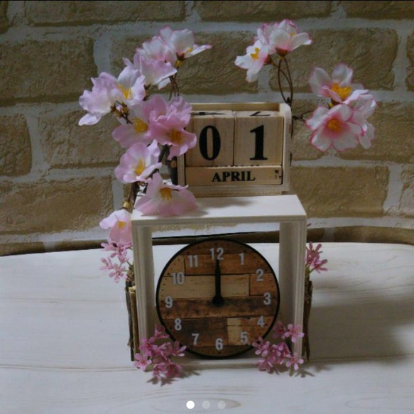 ★ インテリア サクラ満開 時計 カレンダー No.1 1枚目の画像