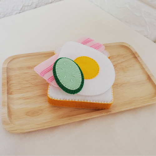 フェルトままごと サンドイッチ【ベーコン】 おもちゃ・人形 なちゅら