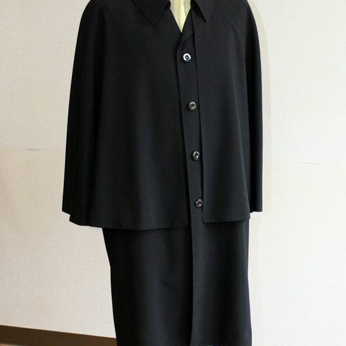 メンズ インバネスコート 黒系 ウール 3シーズン 浅田洋服店 トンビ