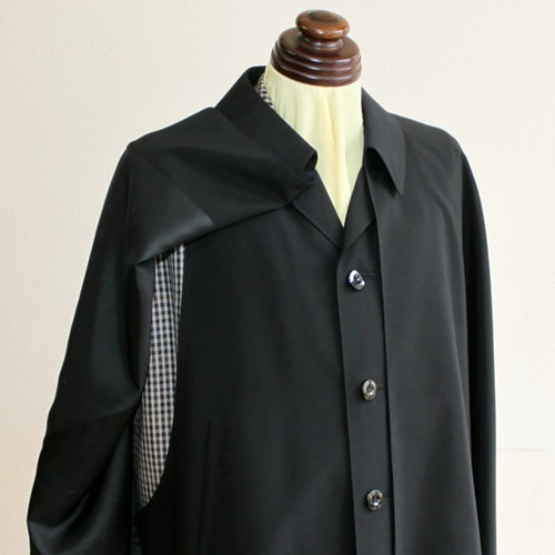 メンズ インバネスコート 黒系 ウール 3シーズン 浅田洋服店 トンビ
