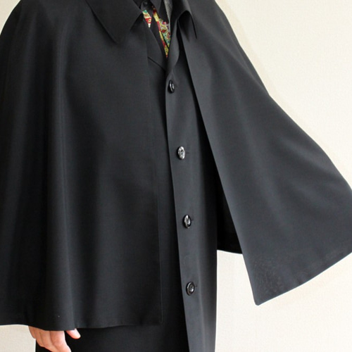 メンズ インバネスコート 黒系 ウール 3シーズン 浅田洋服店 トンビ