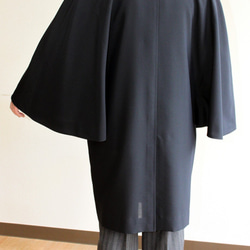 メンズ　インバネスコート　紺系　ウール　3シーズン　浅田洋服店　トンビコート　No.5216 4枚目の画像
