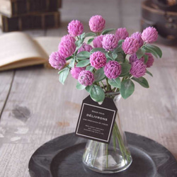 お花いっぱい！　アカツメクサ　ガラスボトル…　A450 5枚目の画像