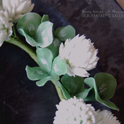 ◆粘土のお花◆　幸せの四つ葉『シロツメクサのリース』直径約20センチ　S472 5枚目の画像