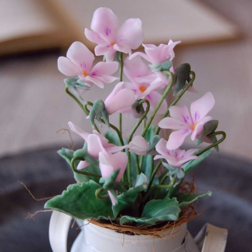 アンティーク ピンク パニエ ボックス 布花 すみれ （小さな