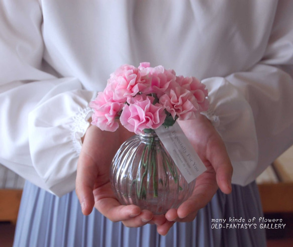 ◇粘土のお花◇ ピンクカーネーション・・・ぽってりガラス