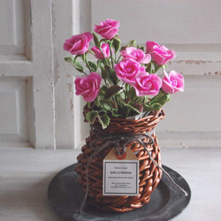 ◆粘土のお花◆　薔薇・・・ピンク　高さ約25センチ　B574 4枚目の画像