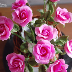 ◆粘土のお花◆　薔薇・・・ピンク　高さ約25センチ　B574 5枚目の画像