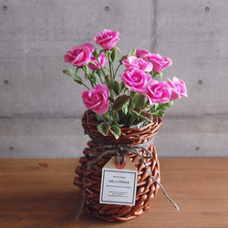 ◆粘土のお花◆　薔薇・・・ピンク　高さ約25センチ　B574 6枚目の画像